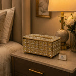 Golden Crystal Tissue Box - Luxury Diamond-Cut Decor Piece