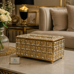 Golden Crystal Tissue Box - Luxury Diamond-Cut Decor Piece
