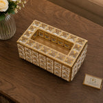 Golden Crystal Tissue Box - Luxury Diamond-Cut Decor Piece