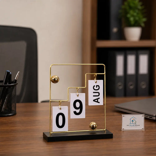 Modern perpetual table calendar for desk and workspace
