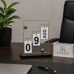 Premium decorative desk calendar with black base and gold frame